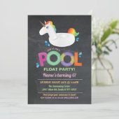 Unicorn Pool Party Birthday Beach Floor Einladunge Einladung (Stehend Vorderseite)