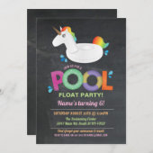 Unicorn Pool Party Birthday Beach Floor Einladunge Einladung (Vorne/Hinten)