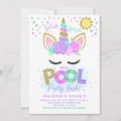 Unicorn Pool Party Einladung (Vorderseite)