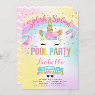 Unicorn-Pool-Party Einladung