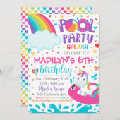 Unicorn Pool Party Einladung | Pool Party Einladun (Vorne/Hinten)