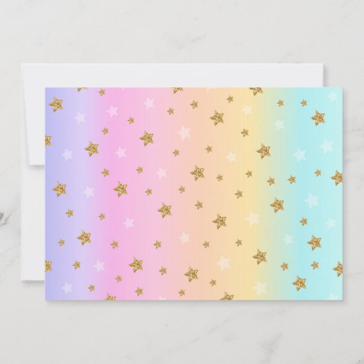 Unicorn Pool Party Foto Einladung Rosa & Gold (Rückseite)