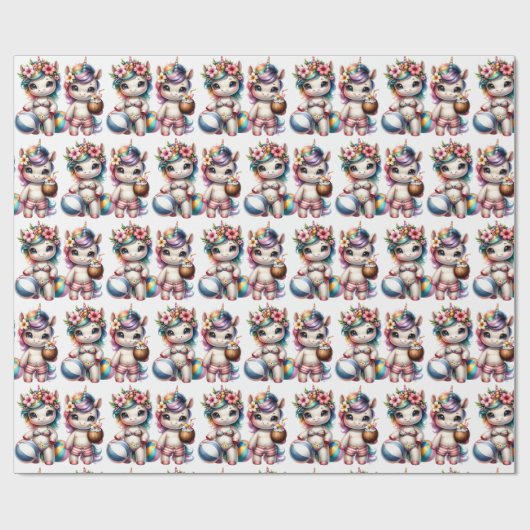 Unicorn Pool Party Geschenkpapier (Flach)