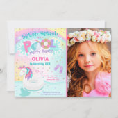 Unicorn Pool Party Invitation Pool Birthday Party Einladung (Vorderseite)