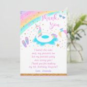 Unicorn Pool Party Vielen Dank Karte (Stehend Vorderseite)