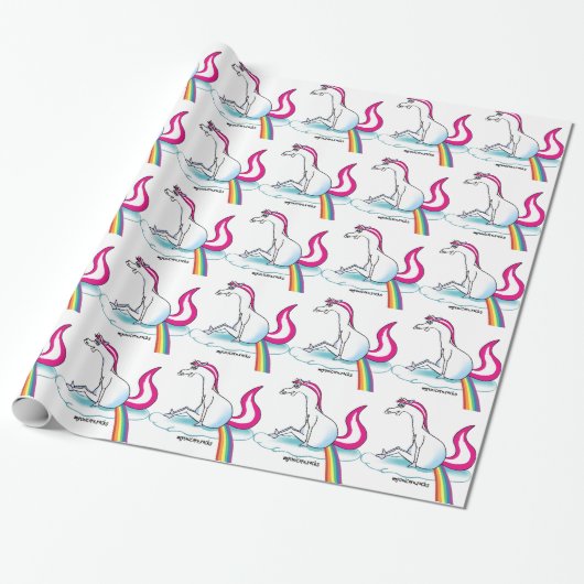 Unicorn pooping Rainbow - Einhorn pubst Regenbogen Geschenkpapier (Ungerollt)