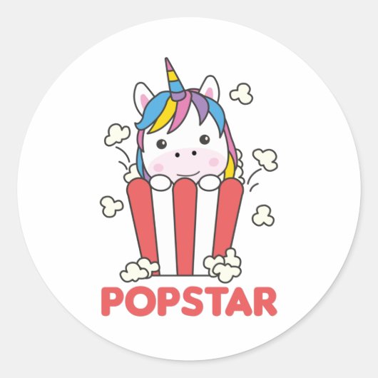 Unicorn Popcorn Whats Poppin Funny PopStar Runder Aufkleber (Vorderseite)