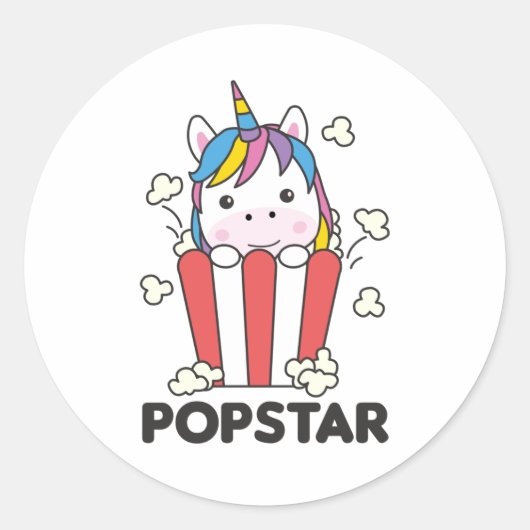 Unicorn Popcorn Whats Poppin Funny PopStar Runder Aufkleber (Vorderseite)