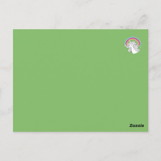UNICORN POSTCARD GREEN POSTKARTE (Rückseite)