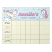 Unicorn Potty Chart Personalisiert Name & Aufgaben Notizblock (Vorderseite)