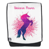 "Unicorn Power" Einhorn & Glitzer Rucksack (Vorderseite)