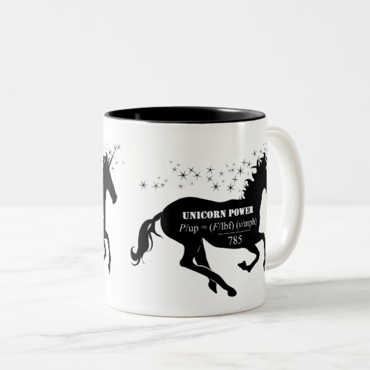 Unicorn Power Fake Math Formel Funny Zweifarbige Tasse (VorderseiteRechts)