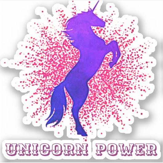Unicorn Power kundenspezifisch geschnitten Vinyl S Aufkleber (Vorderseite)