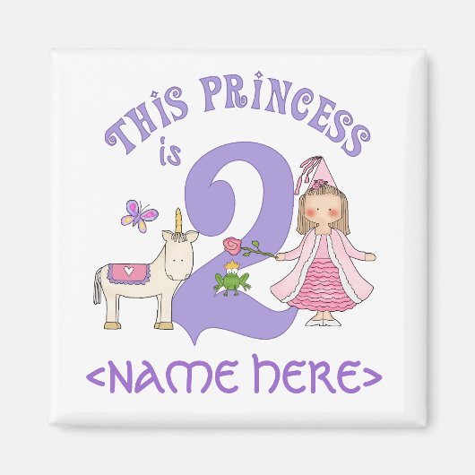 Unicorn Princess 2. Geburtstag Magnet (Vorne)