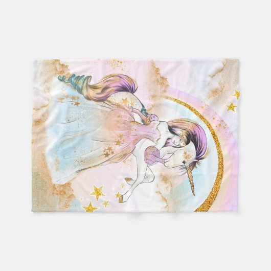 Unicorn Princess Blanket Fleecedecke (Vorderseite (Horizontal))