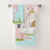 Unicorn Princess Castle Rosa Blau Badhandtuch Set (Insitu)