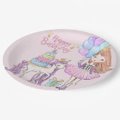 Unicorn Princess Cool Girl Birthday Pappteller (Schrägansicht)