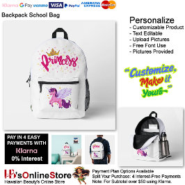Unicorn Princess Dreamy Fantasy School Supplies 1 Bedruckter Rucksack