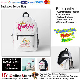 Unicorn Princess Dreamy Fantasy School Supplies 7 Bedruckter Rucksack