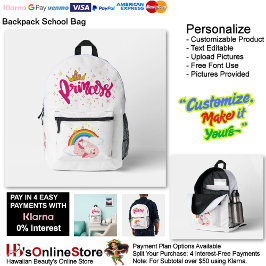 Unicorn Princess Dreamy Fantasy School Supplies 8 Bedruckter Rucksack