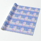 Unicorn Princess Frozen Lake Scene Personalisiert Geschenkpapier (Ungerollt)