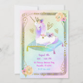 Unicorn Princess Iridescent Rainbow Pastel Party Einladung (Rückseite)