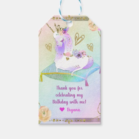 Unicorn Princess Iridescent Rainbow Pastel Party Geschenkanhänger (Vorderseite)