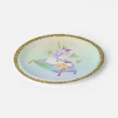 Unicorn Princess Iridescent Rainbow Pastel Party Pappteller (Schrägansicht)