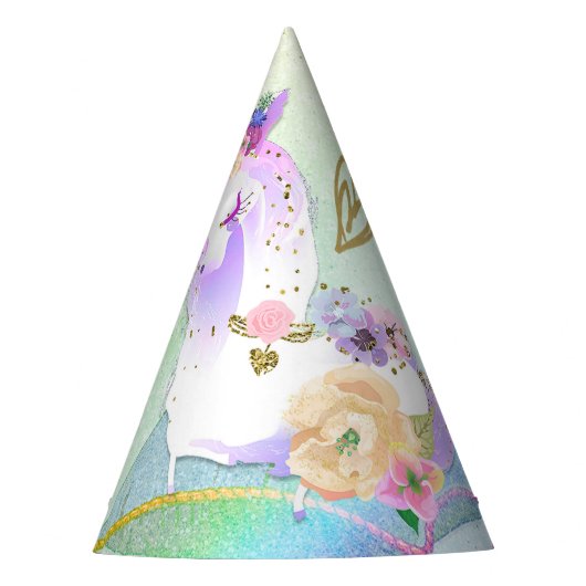 Unicorn Princess Iridescent Rainbow Pastel Party Partyhütchen (Vorderseite)