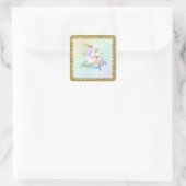 Unicorn Princess Iridescent Rainbow Pastel Party Quadratischer Aufkleber (Tasche)