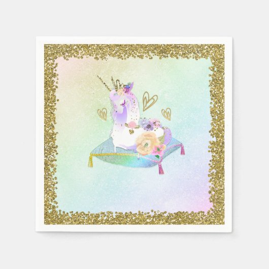 Unicorn Princess Iridescent Rainbow Pastel Party Serviette (Vorderseite)