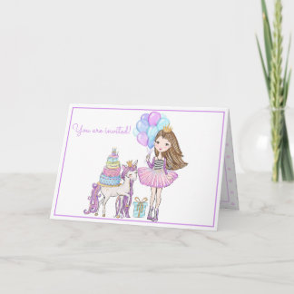 Unicorn Princess Modern Girly Watercolor Einladung