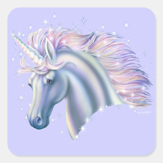 Unicorn Princess Quadratischer Aufkleber (Vorderseite)