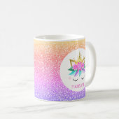Unicorn Princess Rainbow Glitzer Personalisierter  Kaffeetasse (VorderseiteRechts)