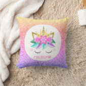 Unicorn Princess Rainbow Glitzer Personalisierter Kissen (Decke)