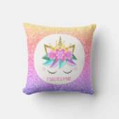 Unicorn Princess Rainbow Glitzer Personalisierter Kissen (Vorderseite)