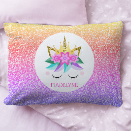 Unicorn Princess Rainbow Glitzer Personalisierter  Kissenbezug