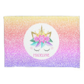 Unicorn Princess Rainbow Glitzer Personalisierter Kissenbezug (Vorderseite)