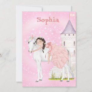 Unicorn Princess Stars Age Dark Hair Geburtstag Einladung