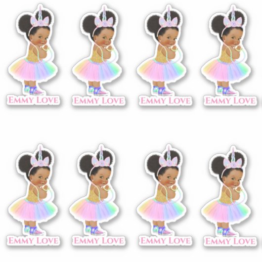 Unicorn Princess Sticker Baby Girl Pastel (Vorderseite)