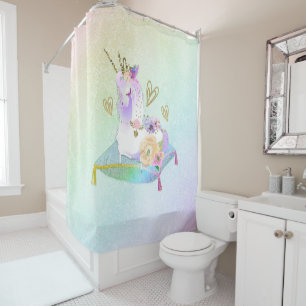 Unicorn Prinzessin Diva Iridescent Rainbow Pastel Duschvorhang