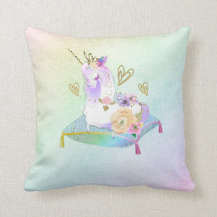 Unicorn Prinzessin Diva Iridescent Rainbow Pastel Kissen