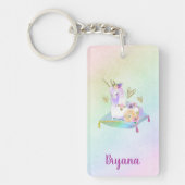 Unicorn Prinzessin Diva Iridescent Rainbow Pastel Schlüsselanhänger (Vorderseite)