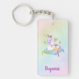 Unicorn Prinzessin Diva Iridescent Rainbow Pastel Schlüsselanhänger