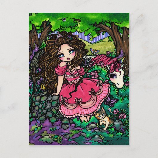 Unicorn Prinzessin Fantasy Faia Kunst, Dichtung un Postkarte (Vorderseite)