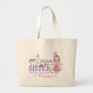 Unicorn Prinzessin Mittlere Schwester Jumbo Stoffbeutel