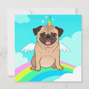 Unicorn Pug Holiday Card Feiertagskarte