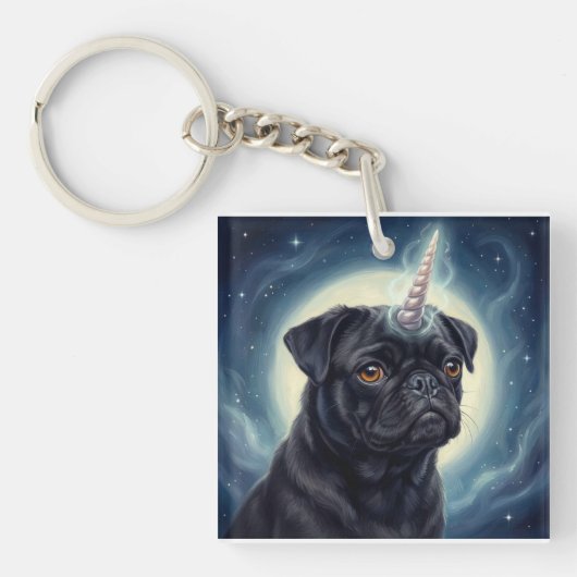 Unicorn Pug Schlüsselanhänger (Vorderseite)