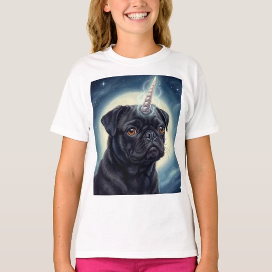 Unicorn Pug T-Shirt (Vorderseite)