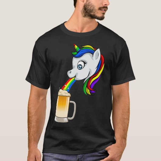 Unicorn Puke Rainbow Beer Funny Drink PBV T-Shirt (Vorderseite)